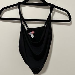 blank fitted cow neck top